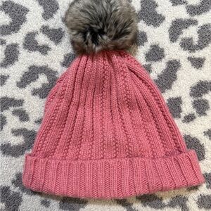 Love & Lore Pink Knit Pom-Pom Beanie